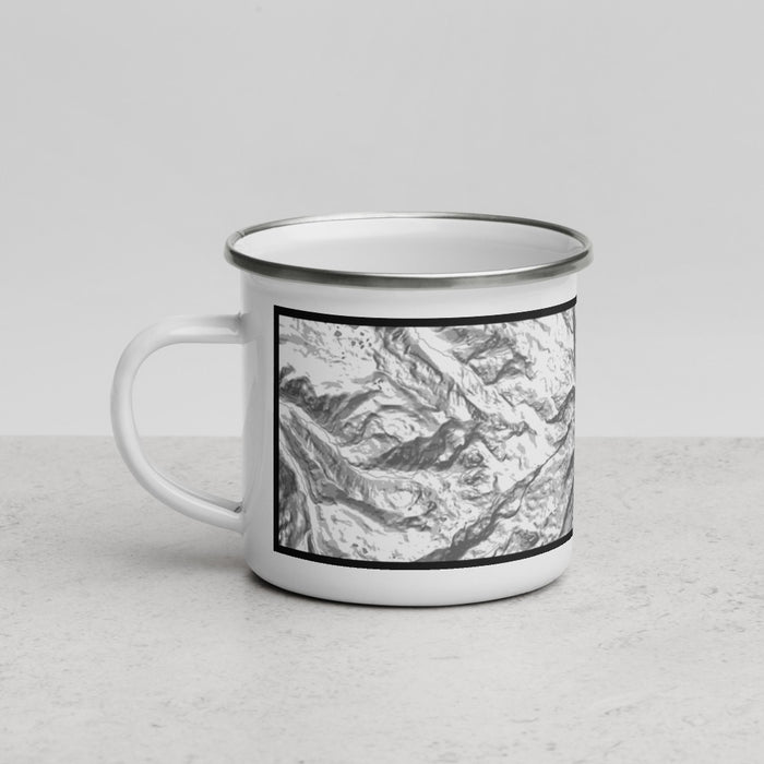 Left View Custom Mount Rainier Washington Map Enamel Mug in Classic