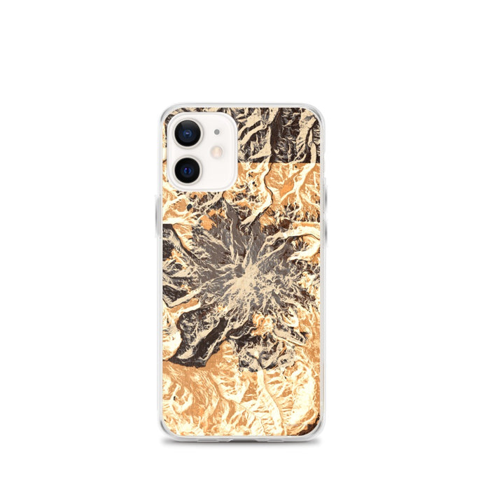 Custom Mount Rainier Washington Map iPhone 12 mini Phone Case in Ember