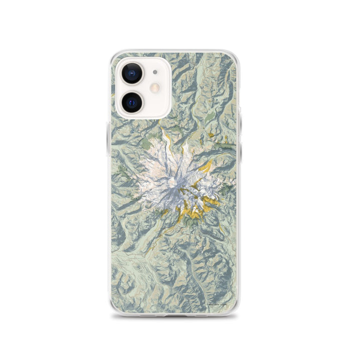 Custom Mount Rainier Washington Map iPhone 12 Phone Case in Woodblock
