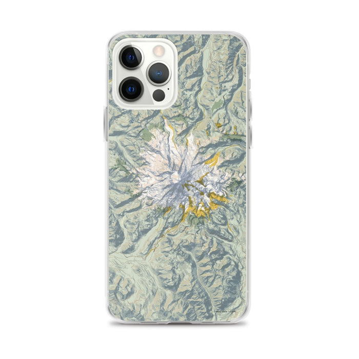 Custom Mount Rainier Washington Map iPhone 12 Pro Max Phone Case in Woodblock