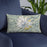 Custom Mount Rainier Washington Map Throw Pillow in Woodblock on Blue Colored Chair