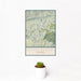 12x18 Mount Rogers Virginia Map Print Portrait Orientation in Woodblock Style With Small Cactus Plant in White Planter