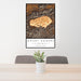 24x36 Mount Rogers Virginia Map Print Portrait Orientation in Ember Style Behind 2 Chairs Table and Potted Plant