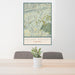 24x36 Mount Rogers Virginia Map Print Portrait Orientation in Woodblock Style Behind 2 Chairs Table and Potted Plant