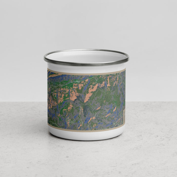 Front View Custom Mount Rogers Virginia Map Enamel Mug in Afternoon