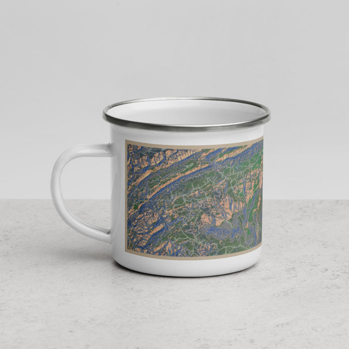 Left View Custom Mount Rogers Virginia Map Enamel Mug in Afternoon