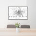 24x36 Mount Shasta California Map Print Lanscape Orientation in Classic Style Behind 2 Chairs Table and Potted Plant
