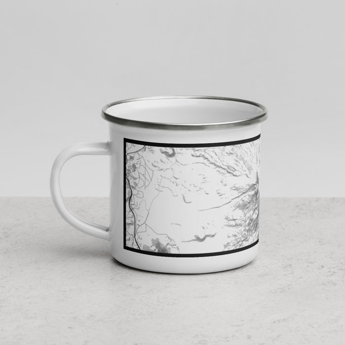 Left View Custom Mount Shasta California Map Enamel Mug in Classic