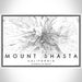 Mount Shasta California Map Print Landscape Orientation in Classic Style With Shaded Background