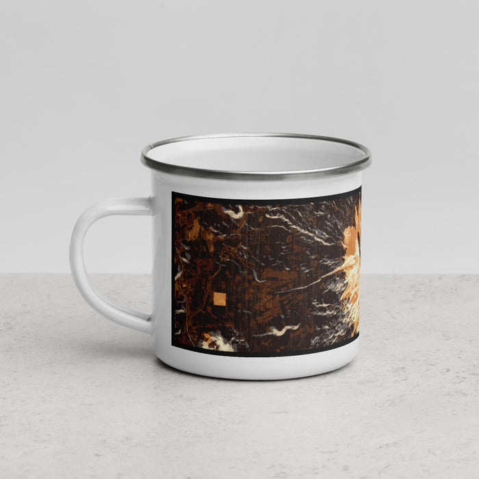 Left View Custom Mount Shasta California Map Enamel Mug in Ember