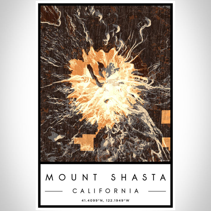 Mount Shasta California Map Print Portrait Orientation in Ember Style With Shaded Background