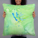 Person holding 22x22 Custom Mount Shasta California Map Throw Pillow in Watercolor