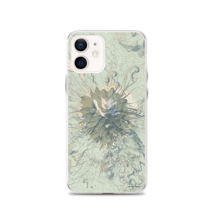 Custom Mount Shasta California Map iPhone 12 Phone Case in Woodblock