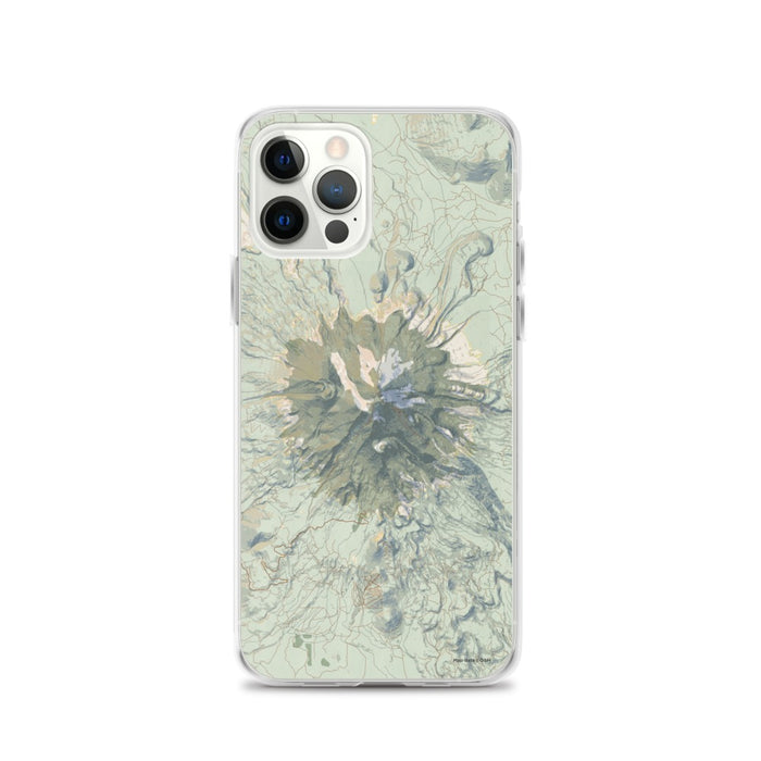 Custom Mount Shasta California Map iPhone 12 Pro Phone Case in Woodblock