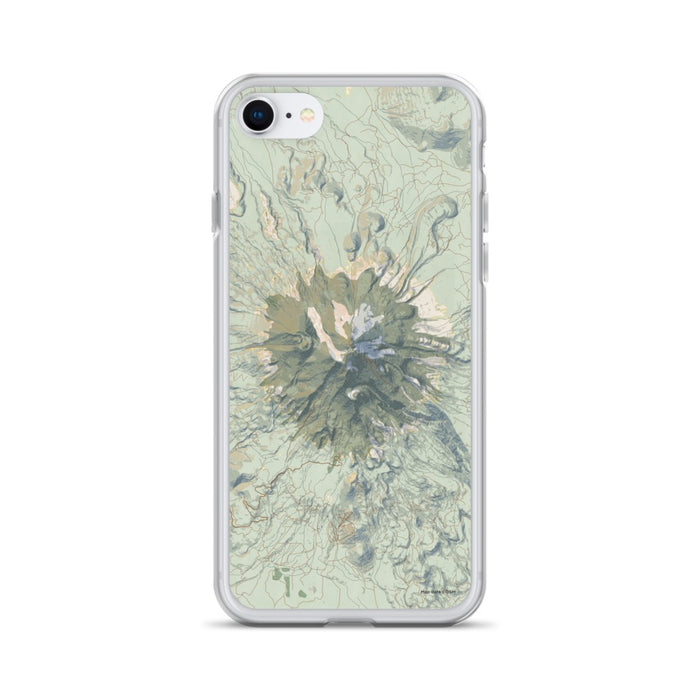 Custom Mount Shasta California Map iPhone SE Phone Case in Woodblock
