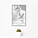 12x18 Mount Tallac California Map Print Portrait Orientation in Classic Style With Small Cactus Plant in White Planter