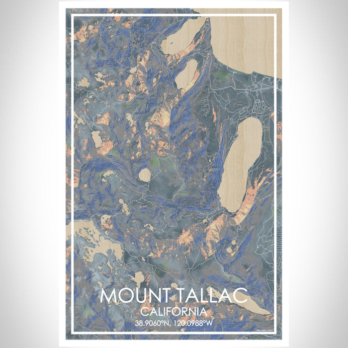 Mount Tallac California Map Print Portrait Orientation in Afternoon Style With Shaded Background