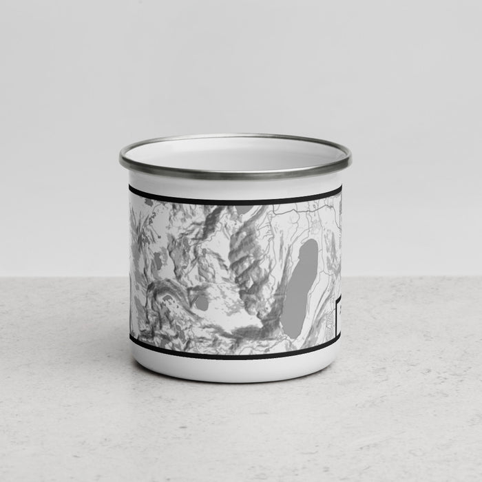 Front View Custom Mount Tallac California Map Enamel Mug in Classic