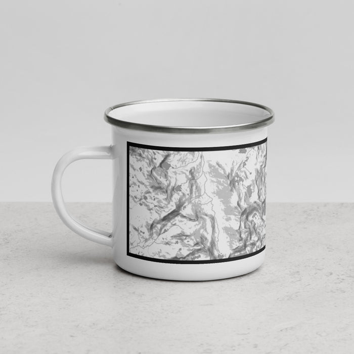 Left View Custom Mount Tallac California Map Enamel Mug in Classic