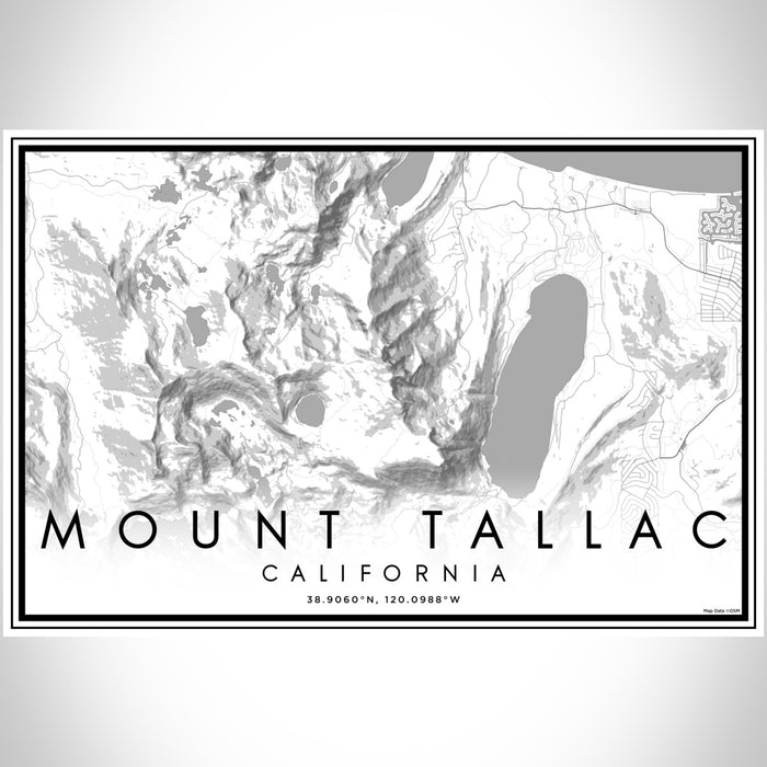 Mount Tallac California Map Print Landscape Orientation in Classic Style With Shaded Background