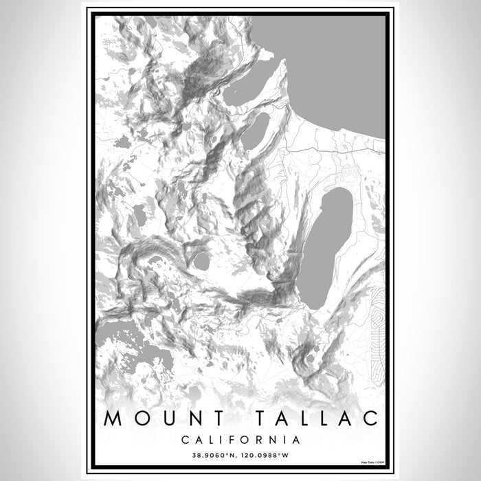 Mount Tallac California Map Print Portrait Orientation in Classic Style With Shaded Background