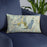 Custom Mount Tallac California Map Throw Pillow in Woodblock on Blue Colored Chair