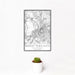 12x18 Mount Tamalpais California Map Print Portrait Orientation in Classic Style With Small Cactus Plant in White Planter