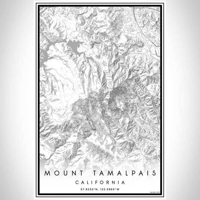 Mount Tamalpais California Map Print Portrait Orientation in Classic Style With Shaded Background