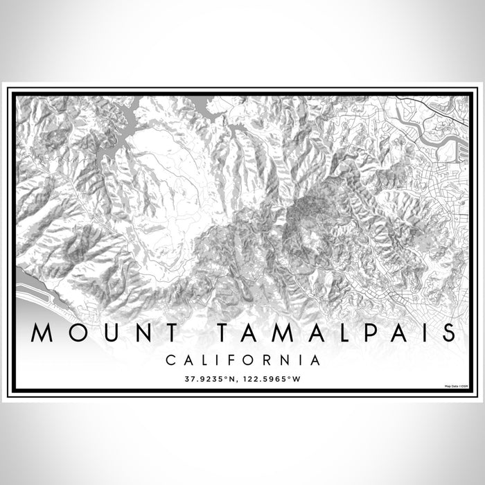 Mount Tamalpais California Map Print Landscape Orientation in Classic Style With Shaded Background