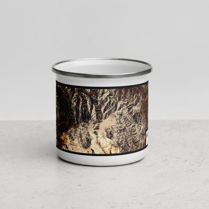 Front View Custom Mount Tamalpais California Map Enamel Mug in Ember