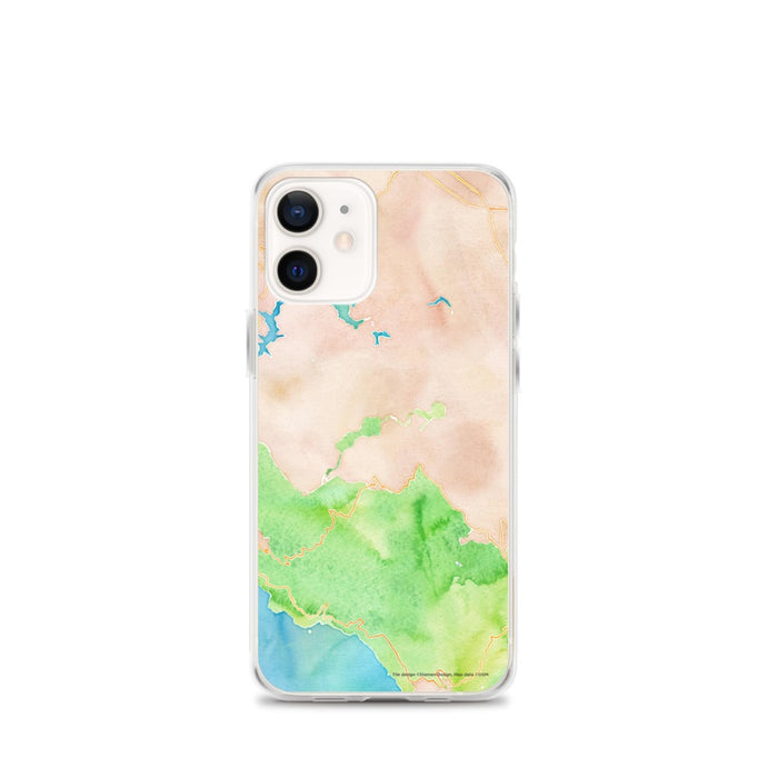 Custom Mount Tamalpais California Map iPhone 12 mini Phone Case in Watercolor