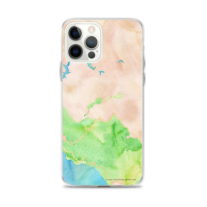 Custom Mount Tamalpais California Map iPhone 12 Pro Max Phone Case in Watercolor