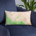Custom Mount Tamalpais California Map Throw Pillow in Watercolor on Blue Colored Chair