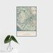 16x24 Mount Tamalpais California Map Print Portrait Orientation in Woodblock Style With Tropical Plant Leaves in Water