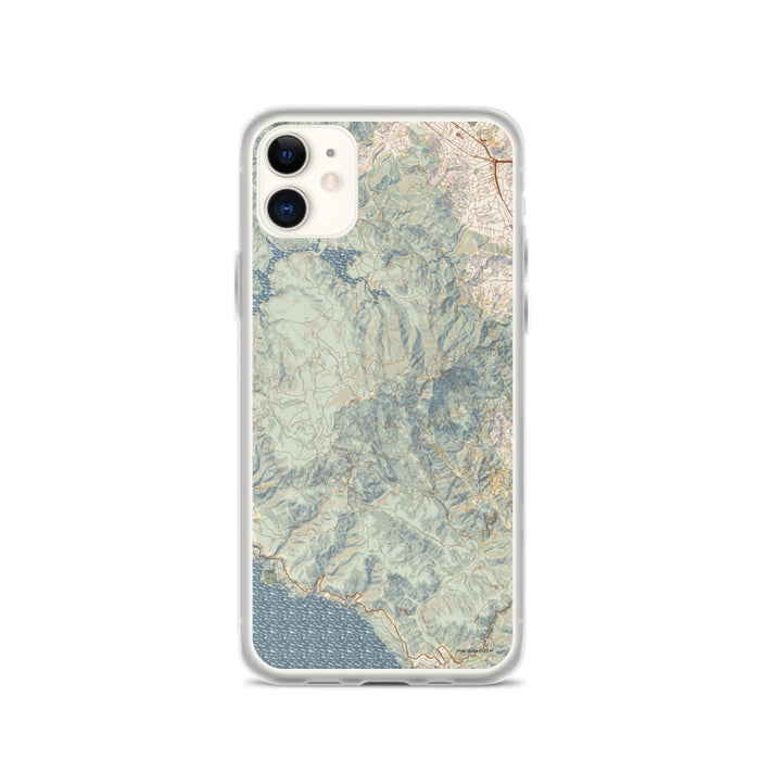 Custom Mount Tamalpais California Map Phone Case in Woodblock