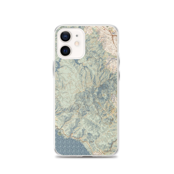 Custom Mount Tamalpais California Map iPhone 12 Phone Case in Woodblock
