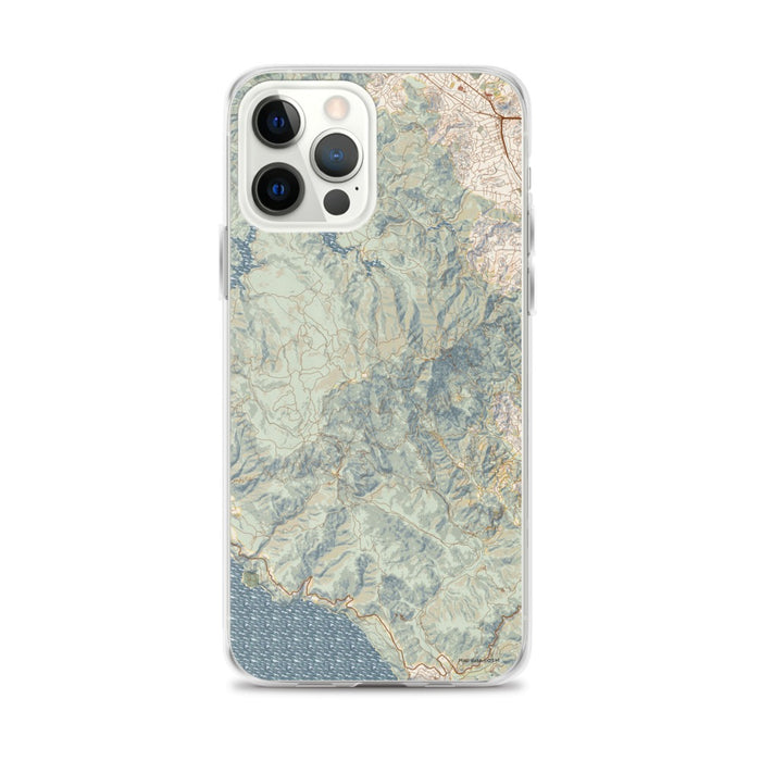 Custom Mount Tamalpais California Map iPhone 12 Pro Max Phone Case in Woodblock