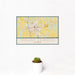 12x18 Mount Vernon Illinois Map Print Landscape Orientation in Woodblock Style With Small Cactus Plant in White Planter