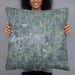Person holding 22x22 Custom Mount Vernon Illinois Map Throw Pillow in Afternoon