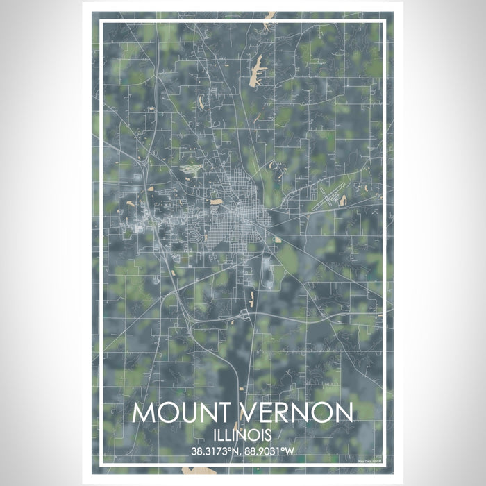 Mount Vernon Illinois Map Print Portrait Orientation in Afternoon Style With Shaded Background