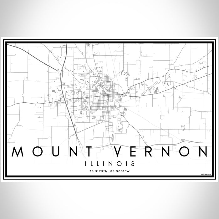 Mount Vernon Illinois Map Print Landscape Orientation in Classic Style With Shaded Background