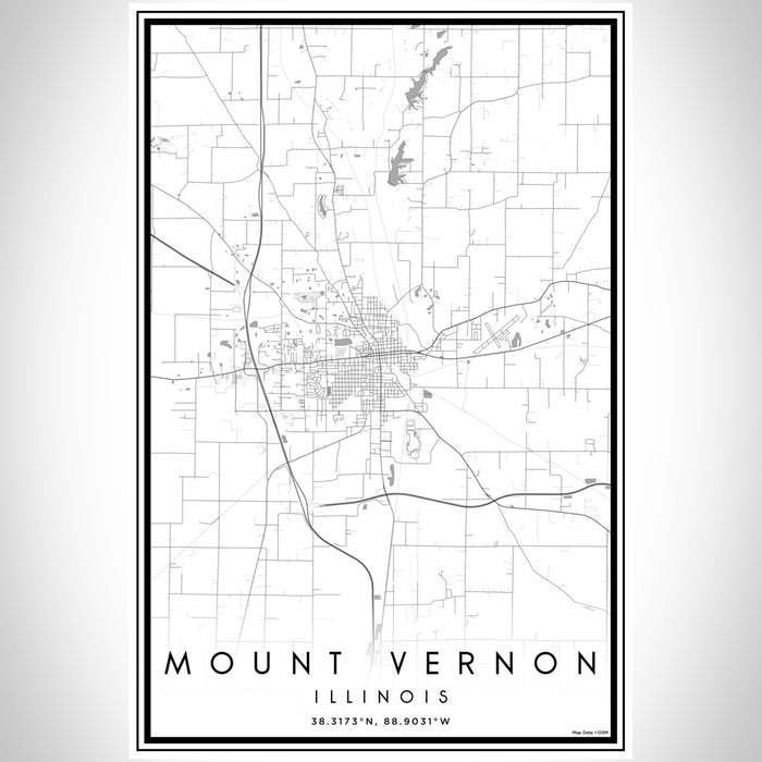 Mount Vernon Illinois Map Print Portrait Orientation in Classic Style With Shaded Background