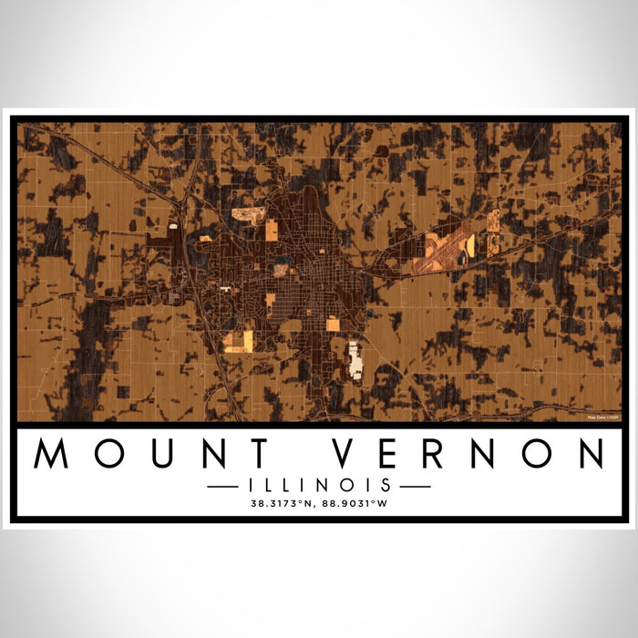 Mount Vernon Illinois Map Print Landscape Orientation in Ember Style With Shaded Background