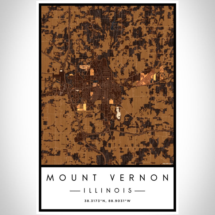 Mount Vernon Illinois Map Print Portrait Orientation in Ember Style With Shaded Background