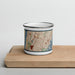 Front View Custom Mount Vernon New York Map Enamel Mug in Woodblock on Cutting Board