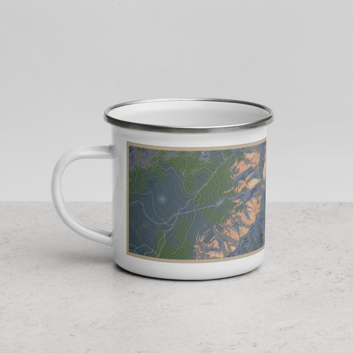 Left View Custom Mount Washington New Hampshire Map Enamel Mug in Afternoon