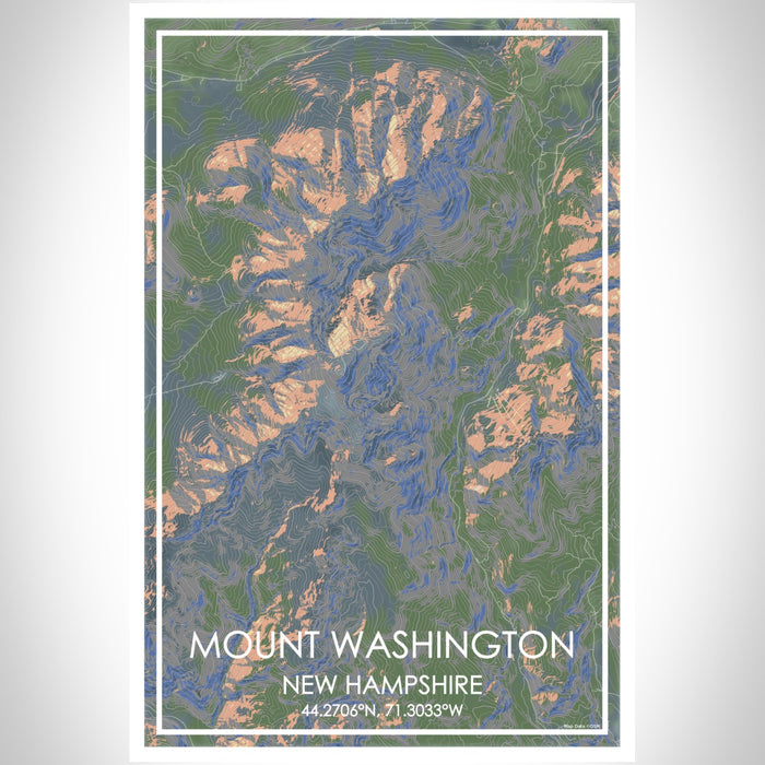Mount Washington New Hampshire Map Print Portrait Orientation in Afternoon Style With Shaded Background
