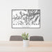 24x36 Mount Whitney California Map Print Lanscape Orientation in Classic Style Behind 2 Chairs Table and Potted Plant