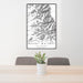 24x36 Mount Whitney California Map Print Portrait Orientation in Classic Style Behind 2 Chairs Table and Potted Plant