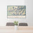 24x36 Mount Whitney California Map Print Lanscape Orientation in Woodblock Style Behind 2 Chairs Table and Potted Plant